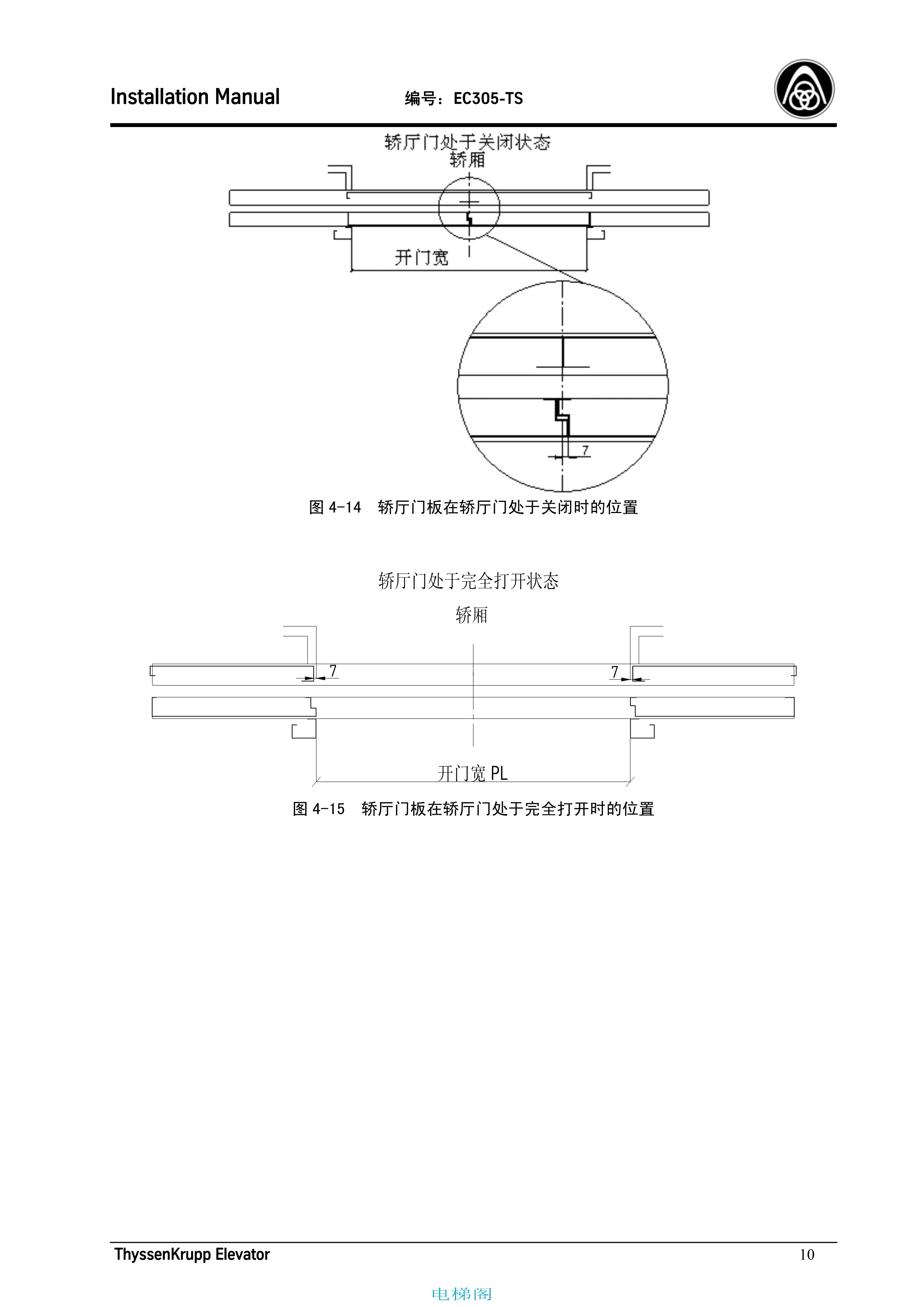 蒂森EC305-TS K300轿门系统安装手册