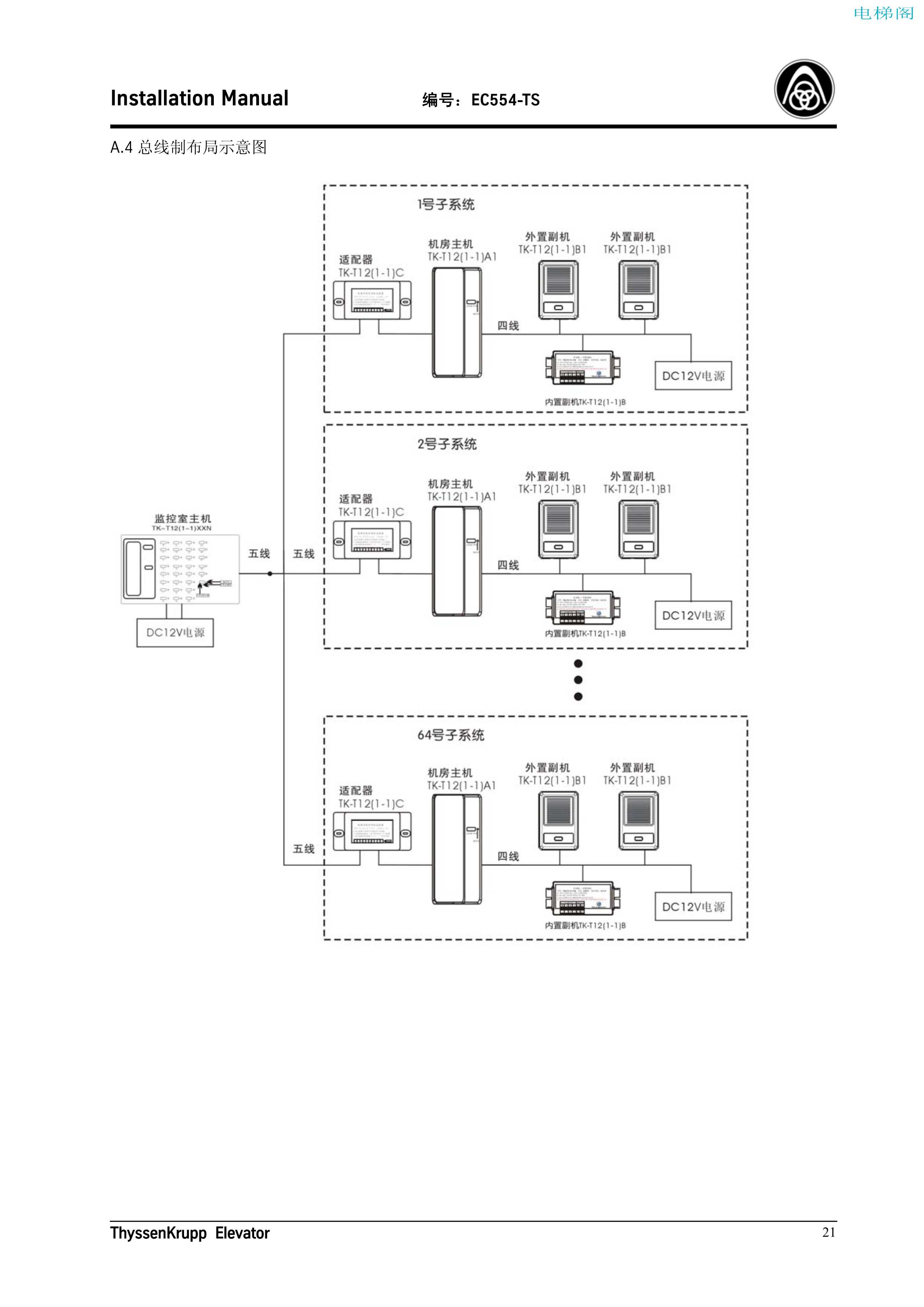 蒂森TK-T12电梯紧急通讯报警系统安装手册