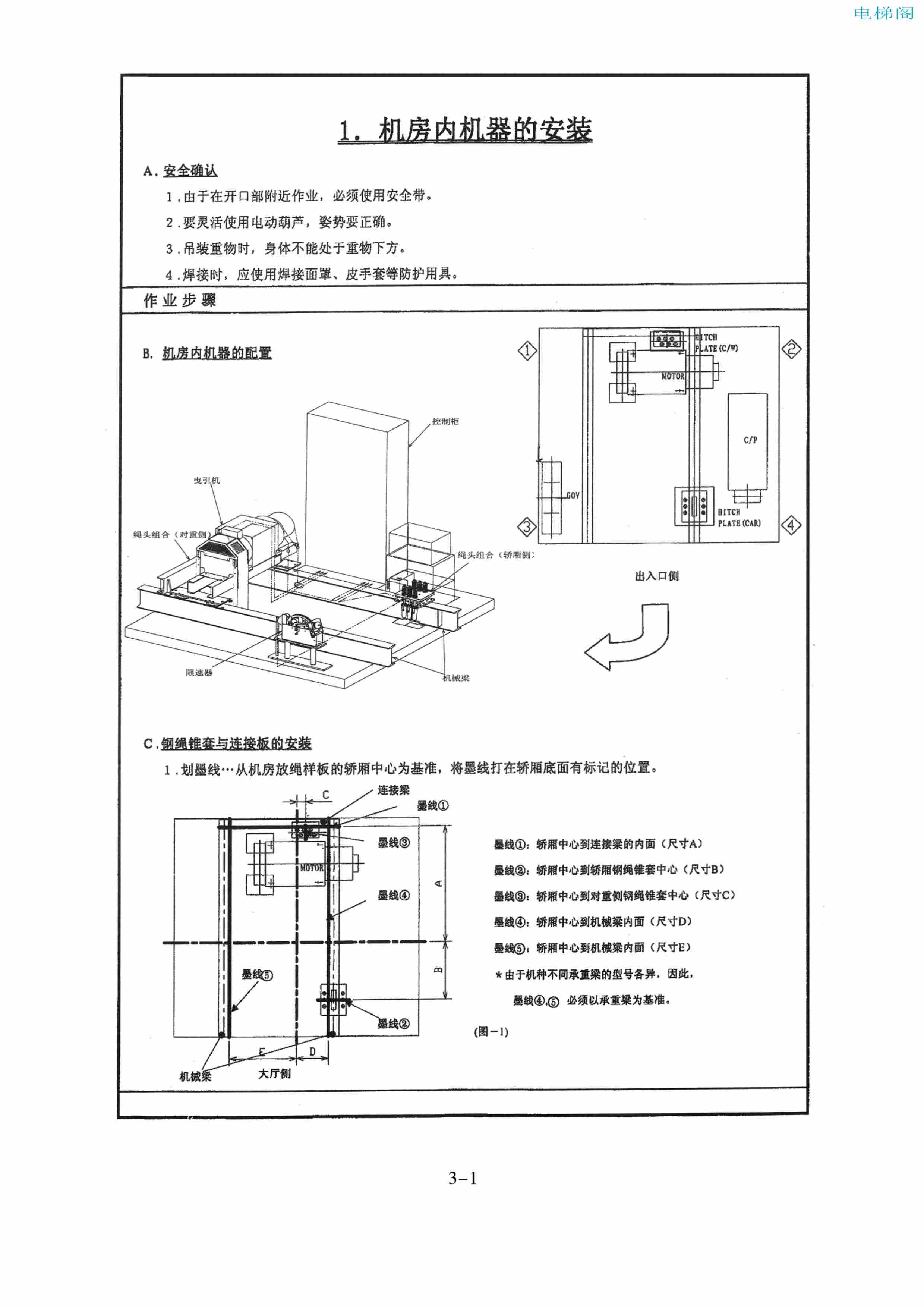 东芝电梯ELCOSMO-V（后对重）随机资料——安装说明书
