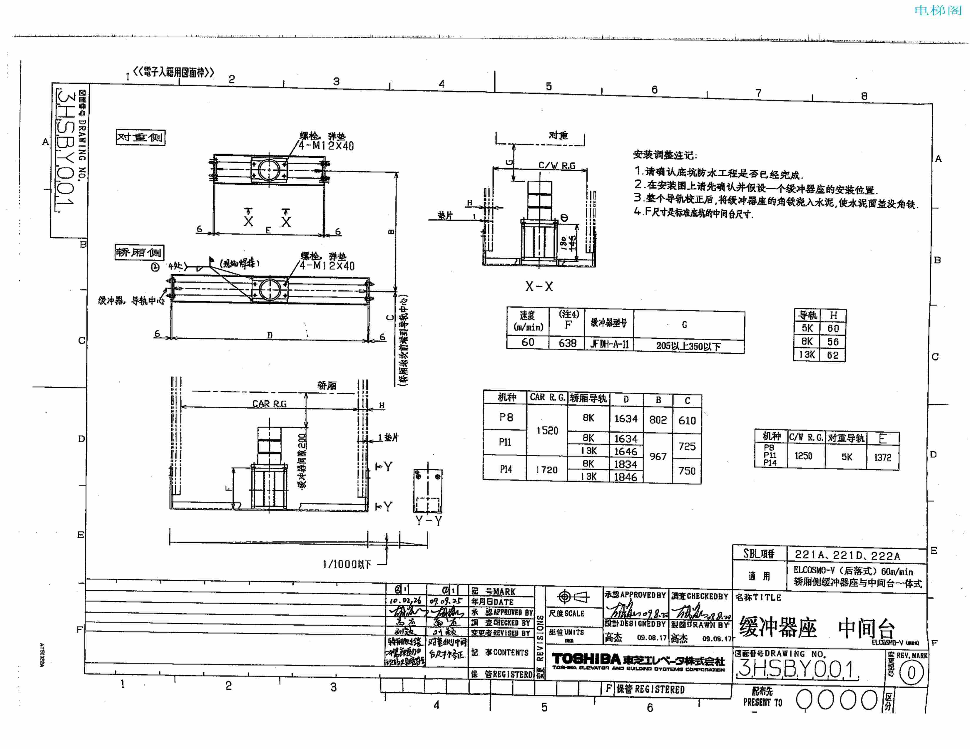 东芝电梯ELCOSMO-V（后对重）随机资料——部件安装图