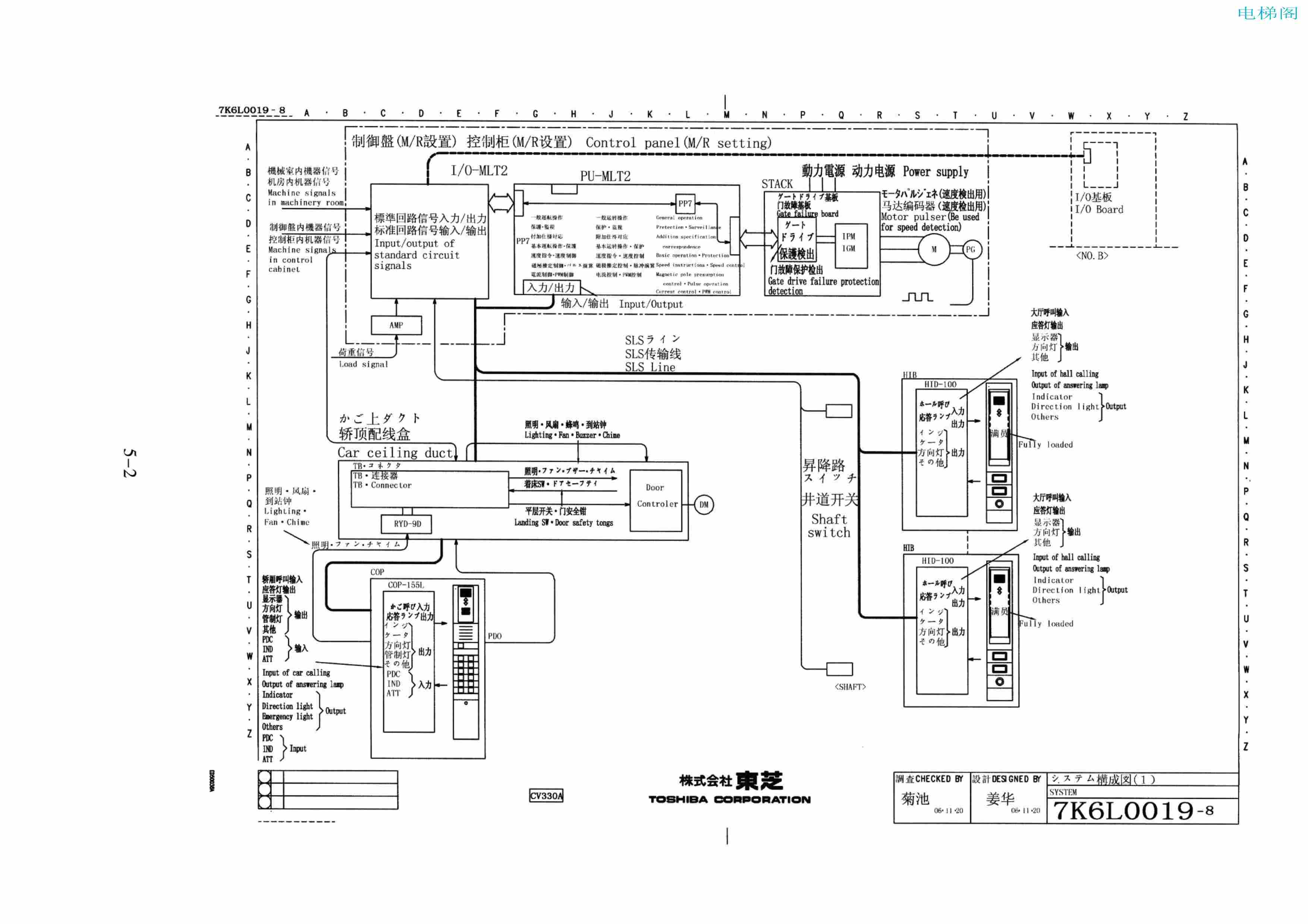 东芝电梯ELCOSMO-V（后对重）随机资料——电气线路示意图...