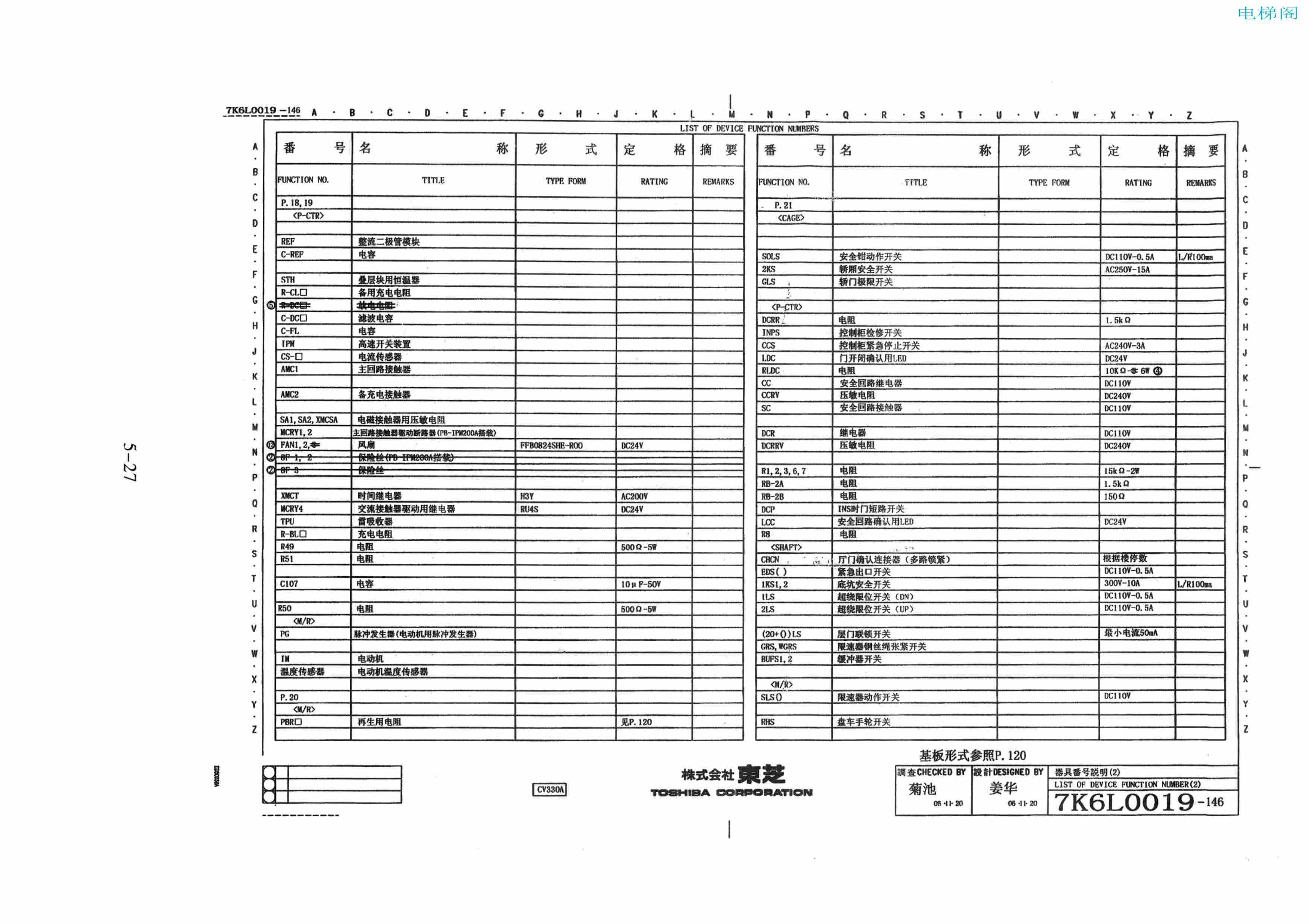东芝电梯ELCOSMO-V（后对重）随机资料——电气线路示意图...