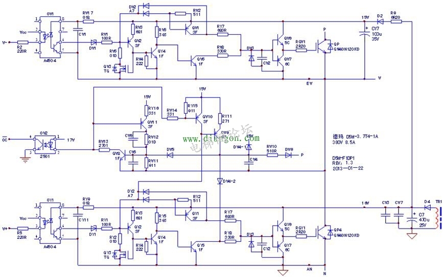 德玛M5D型3.7kW变频器驱动电路原理图解